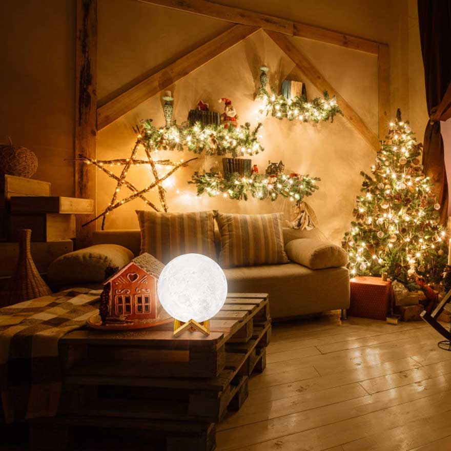 Lampara Luna 3d Táctil Veladora 7 colores