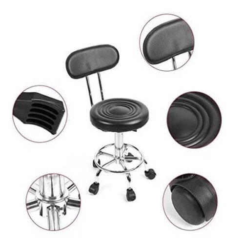 Silla Banqueta Alta Respaldo Giratoria Cajero Negra