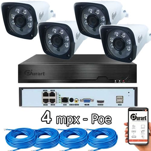 kit-poe-PURARE-MARTE Kit 4 Camaras Seguridad 4 Mpx Poe Purare Technologic