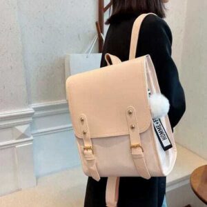 Mochila Bolso Ecocuero Dama Con Hebilla Y Compartimentos