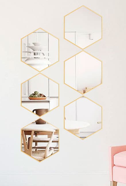 espejo adhesivo pentagonal