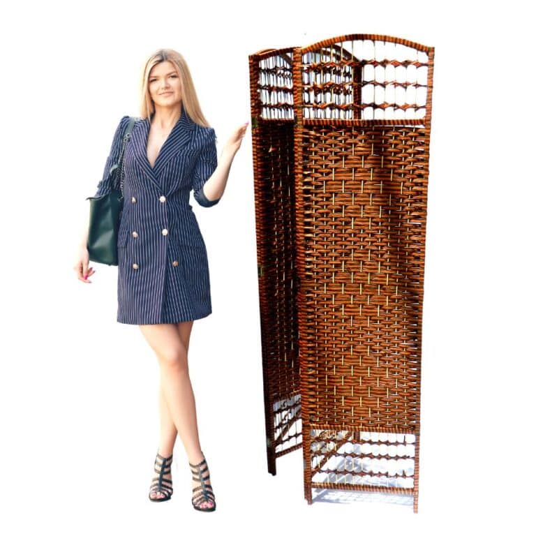 biombo separador ratán de 4 hojas resistente 180cm