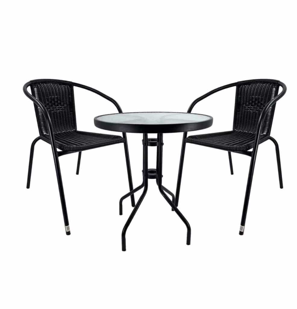 JUEGO DE MESA + 2 SILLAS RATTAN MAR-5253