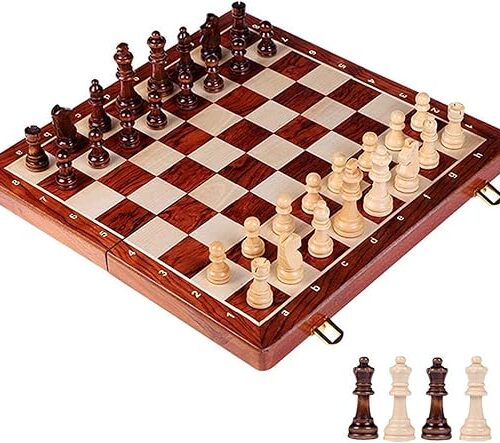 Juego De Ajedez Mesa En Madera Plegable Portatil 32 X 32cm