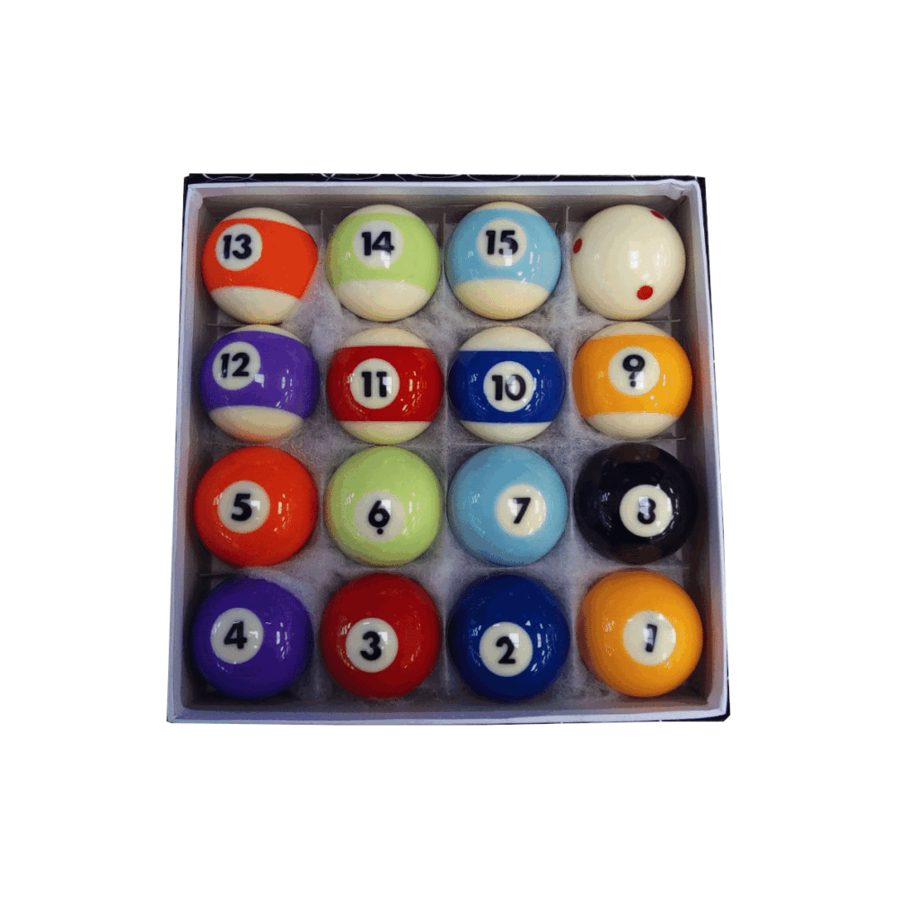 Caja de 16 Bolas de Pool de Resina Medidas de 5.7 cm para Juego Profesional