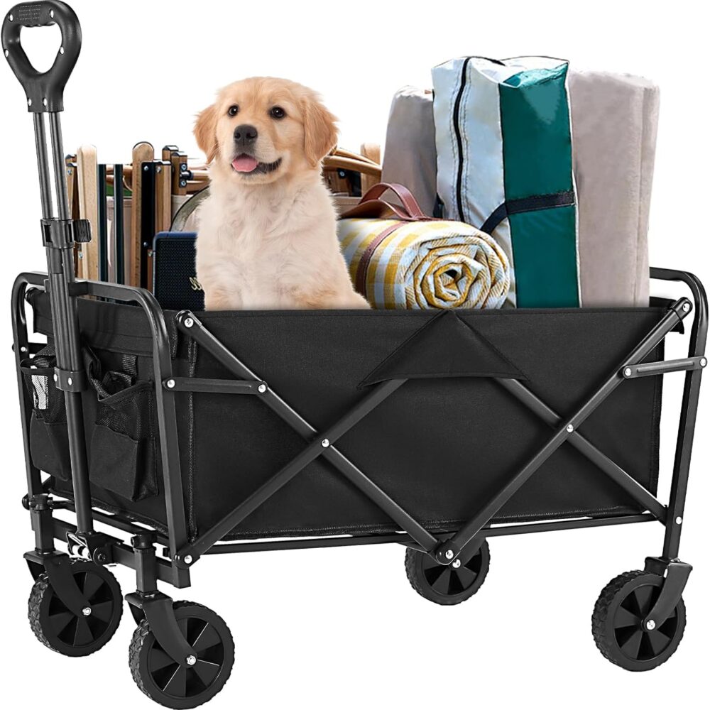 Carro Plegable Multiuso Para Mascotas Playa 60kg Con Ruedas Todo Terreno Y Manija Ajustable