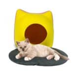 Cama de felpa para gatos amarilla
