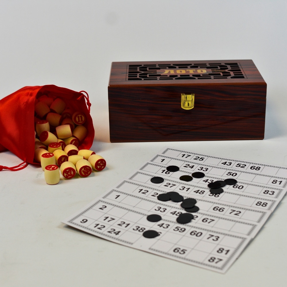 Juego de Loteria 24 Cartones Caja de Madera