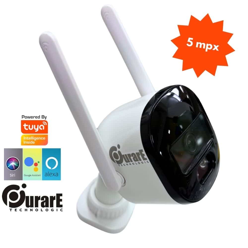 Camara Bullet Purare Technologic 2 Atenas 5mpx Visión Nocturna App Tuya Smart Interior Exterior Sensor de Movimiento