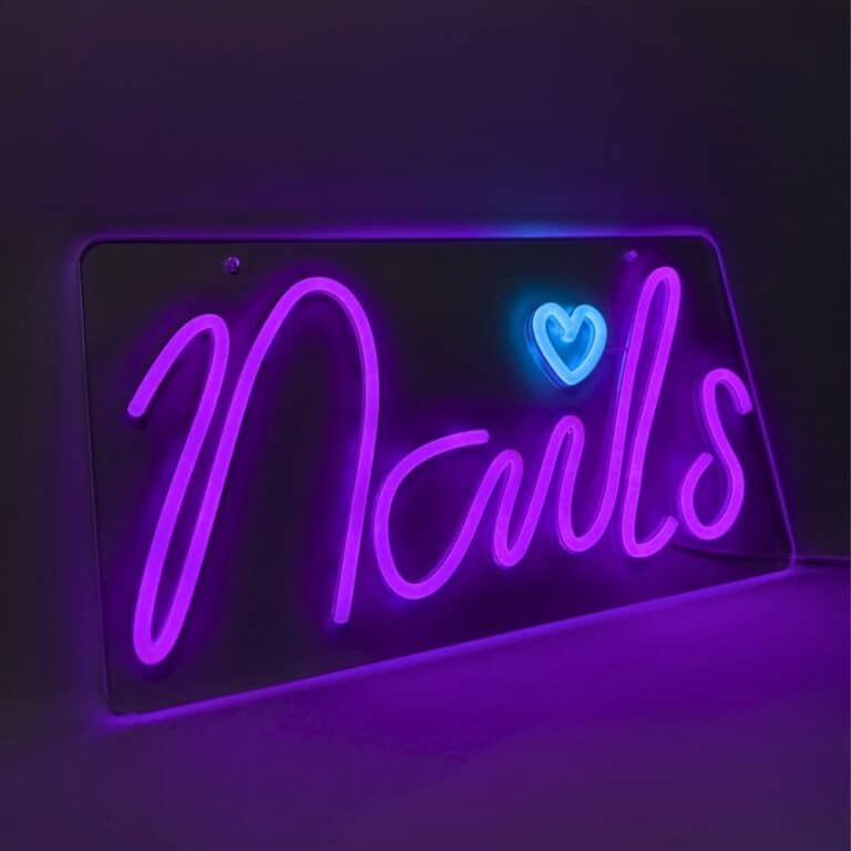 Cartel luminoso neon nails en acrilico