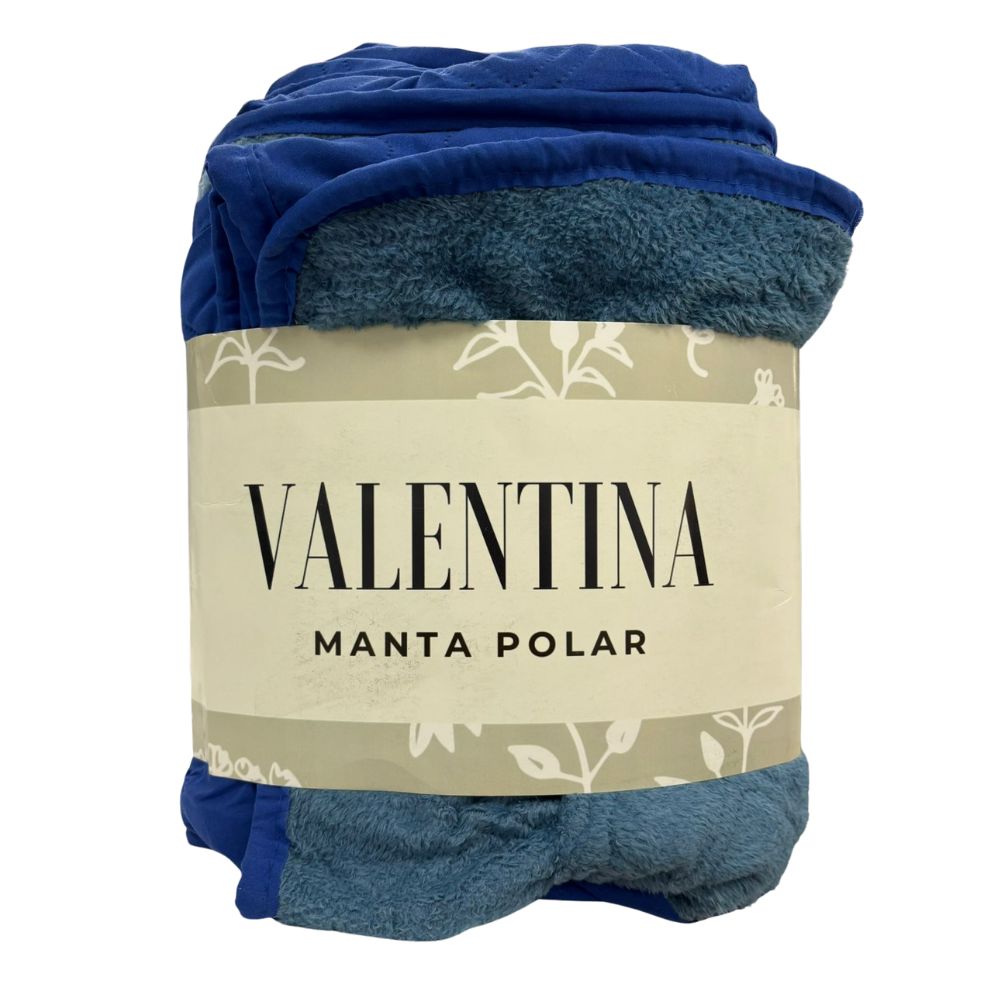 colcha polar manta azul valentina
