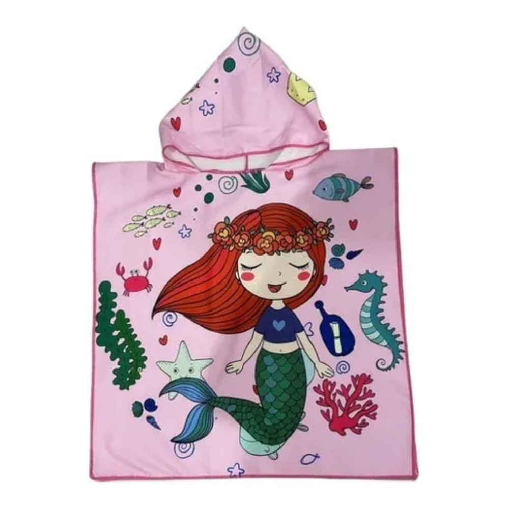 Poncho Toalla Infantil Microfibra Sirena