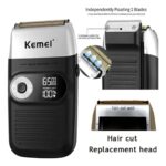 Afeitadora Kemei Km 2026 Negra Recargable Con Cabezal Triple Y Cuchillas De Acero