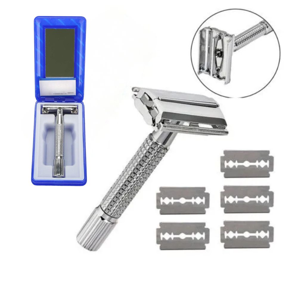 Maquinilla De Afeitar Clásica De Acero Inoxidable Ajustable Para Hombre