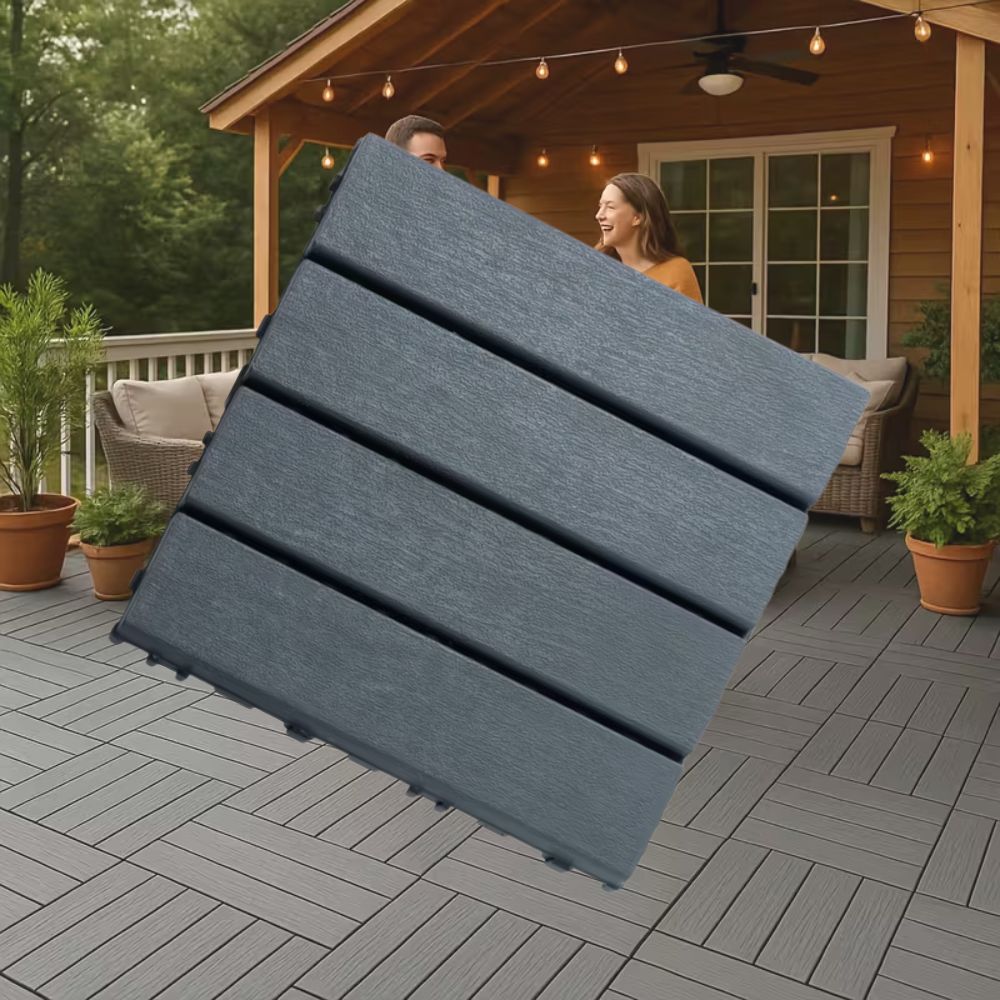 Piso Wpc Exterior 30*30 Encasrable Duradero Anti Deslizante Deck Terrazas Jardin Piscina