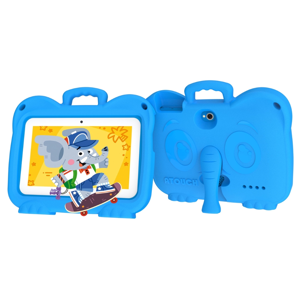 Tablet Infantil ATouch KT4 Lite Android 16 8GB 256GB Con Funda Goma EVA 7 Pulgadas Azul