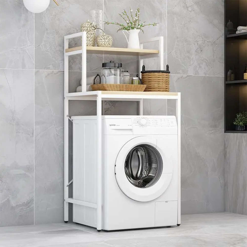Estanteria Rack Organizador Para Lavarropas Metal Y Madera 145cm Color Blanco
